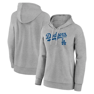 Women's Gray Los Angeles Dodgers Team Lockup Pullover Hoodie