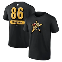 Men's Fanatics Jack Hughes Black 2024 NHL All-Star Game Authentic Stack Name & Number T-Shirt