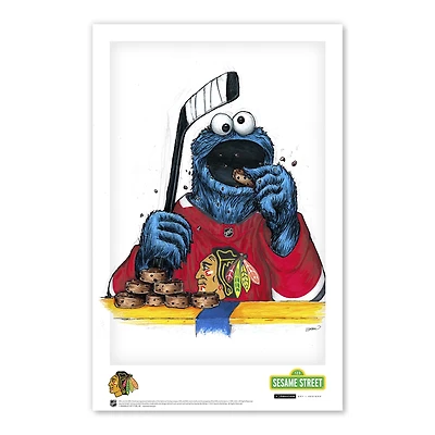 Cookie Monster Chicago Blackhawks 11" x 17" Sesame Street Poster Print