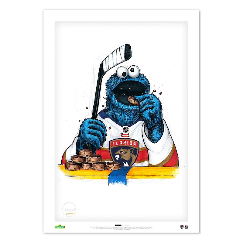 Cookie Monster Florida Panthers 14" x 20" Sesame Street Limited Edition Fine Art Print