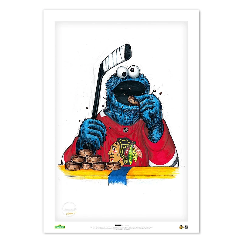 Cookie Monster Chicago Blackhawks 14" x 20" Sesame Street Limited Edition Fine Art Print
