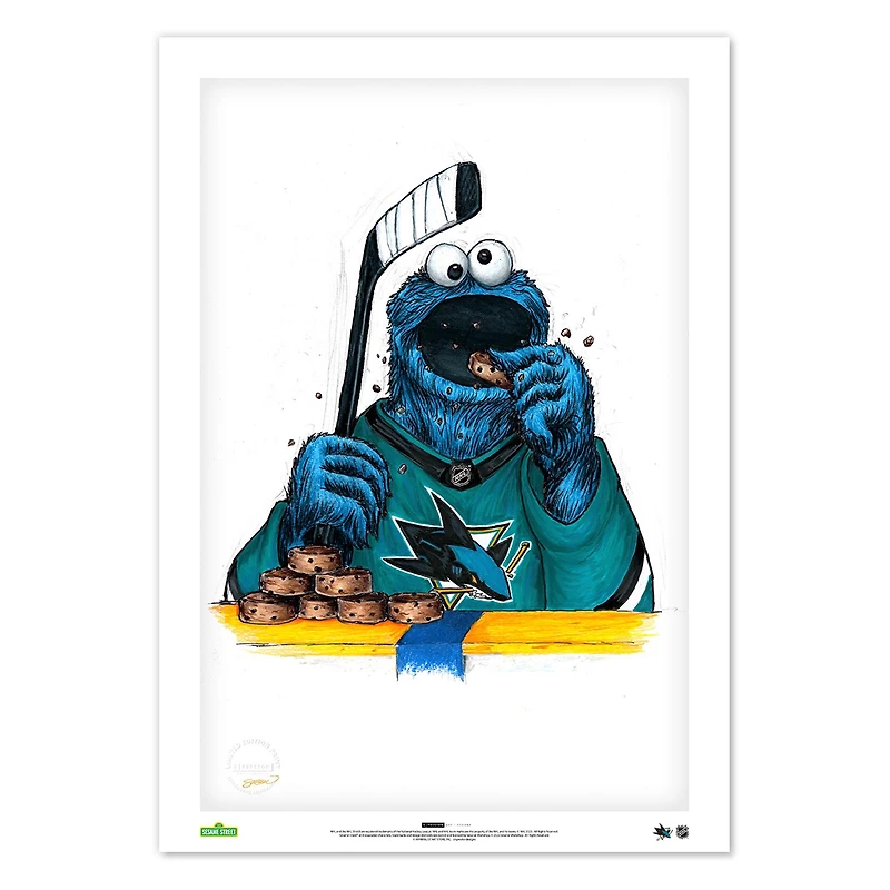 Cookie Monster San Jose Sharks 14" x 20" Sesame Street Limited Edition Fine Art Print