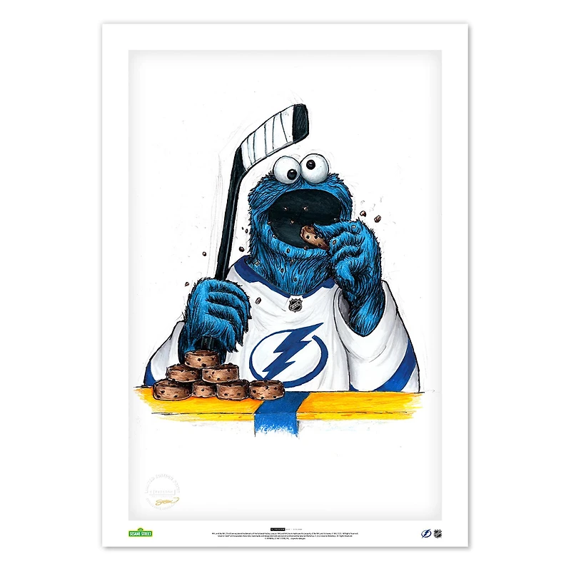 Cookie Monster Tampa Bay Lightning 14" x 20" Sesame Street Limited Edition Fine Art Print