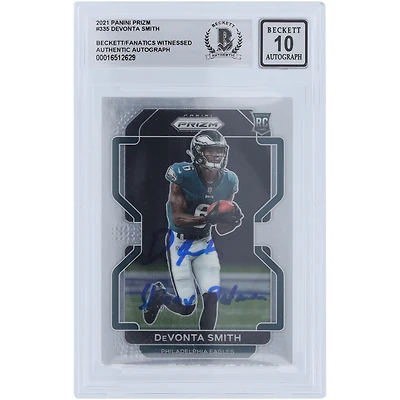 DeVonta Smith Philadelphia Eagles Autographed 2021 Panini Prizm #335 Beckett Fanatics Witnessed Authenticated 10 Rookie Card with "Skinny Batman" Inscription