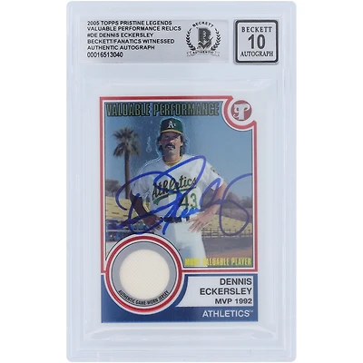 Dennis Eckersley Athletics Autographed 2005 Topps Pristine Legends Relic #VP-DE Beckett Fanatics Witnessed Authenticated 10 Card