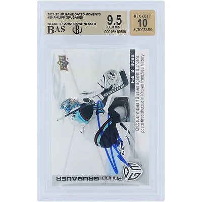 Philipp Grubauer Seattle Kraken Autographed 2021-22 Upper Deck Game Dated Moments #50 #/499 Beckett Fanatics Witnessed Authenticated /10 Card
