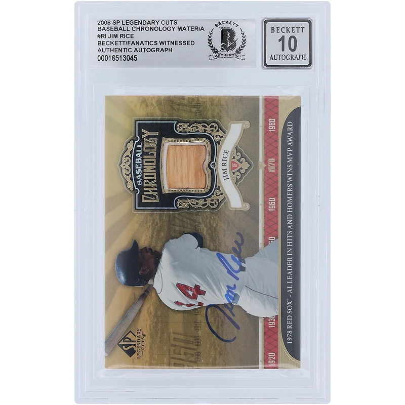 Jim Rice Boston Red Sox Autographed 2006 Upper Deck SP Legendary Cuts Baseball Chronology Relic #BC-RI Beckett Fanatics Witnessed Authenticated 10 Card