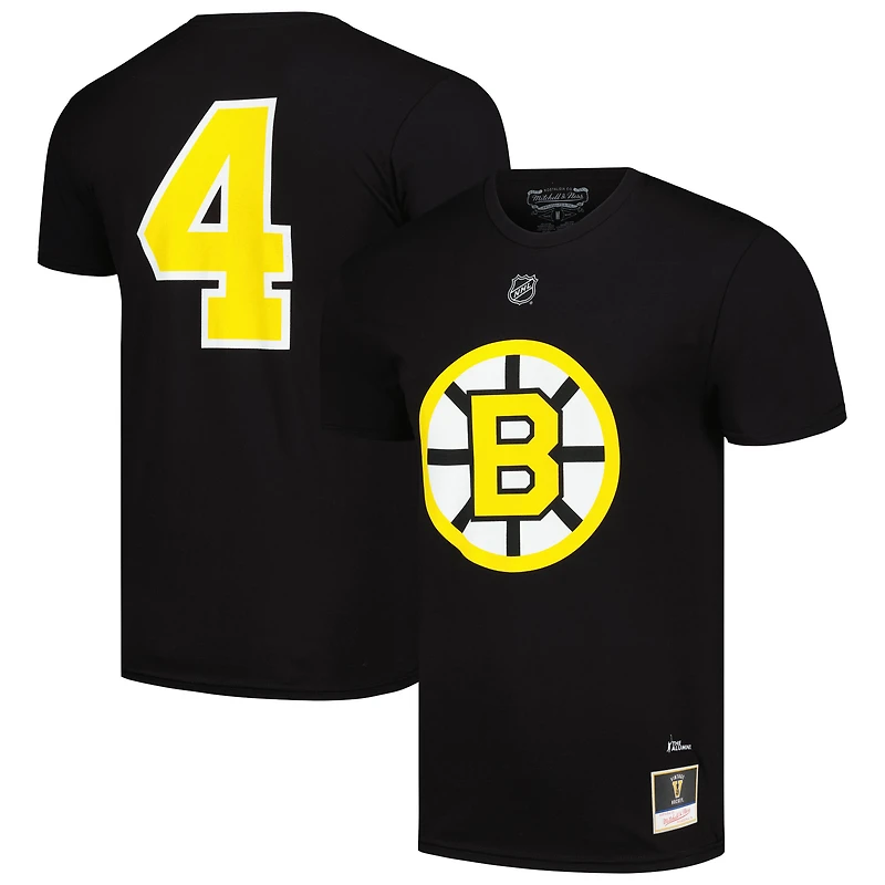 Men's Mitchell & Ness Bobby Orr Black Boston Bruins Name & Number T-Shirt