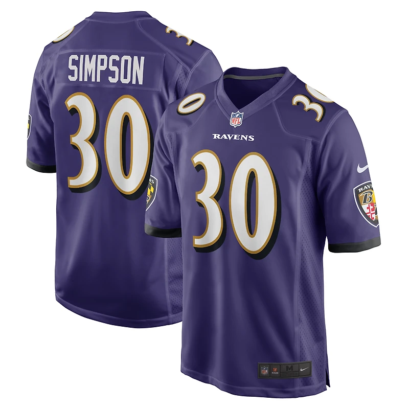 Men's Nike Trenton Simpson  Purple Baltimore Ravens  Game Jersey