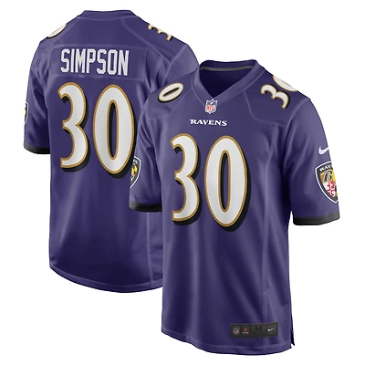 Men's Nike Trenton Simpson  Purple Baltimore Ravens  Game Jersey