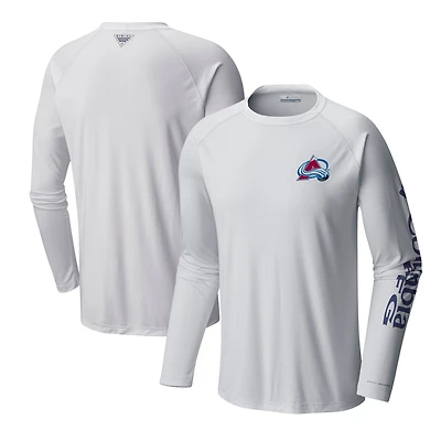 Men's Columbia White Colorado Avalanche Terminal Tackle Omni-Shade Raglan Long Sleeve T-Shirt