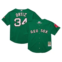 Youth Mitchell & Ness David Ortiz Green Boston Red Sox Cooperstown Collection Mesh Batting Practice Jersey