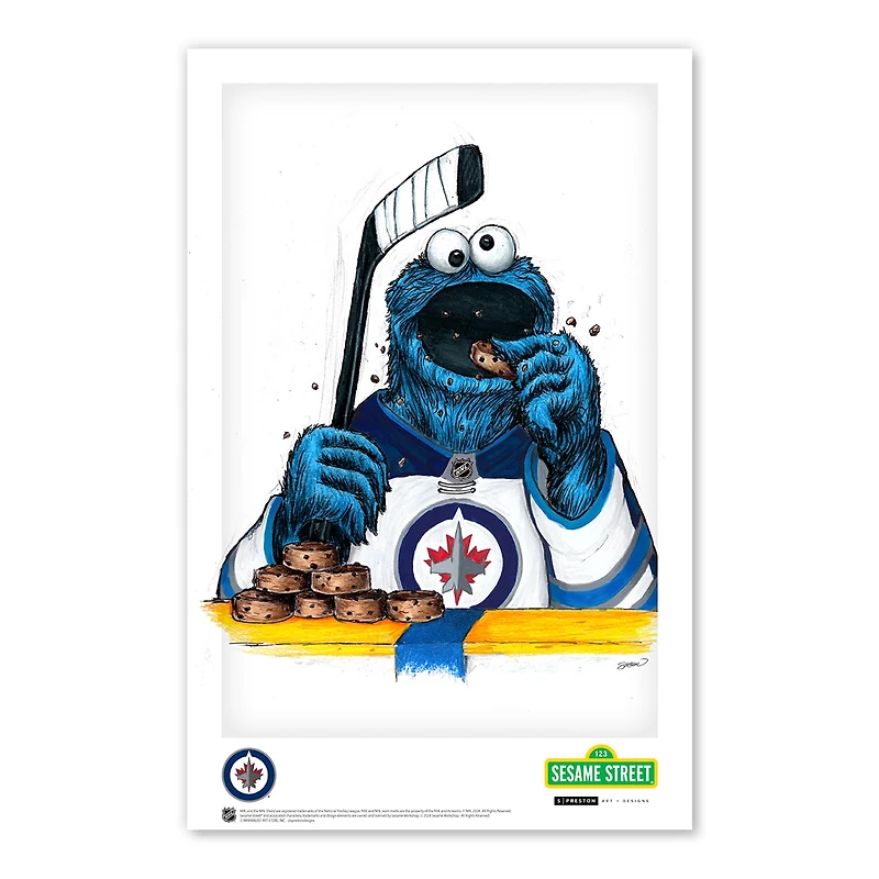 Cookie Monster Winnipeg Jets 11" x 17" Sesame Street Poster Print