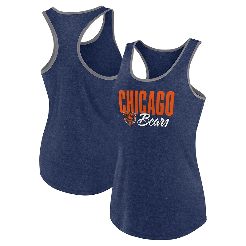 Women's Fanatics Heather Navy Chicago Bears Plus Size Fuel Tank Top