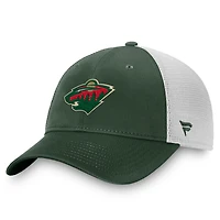 Men's Fanatics Green/White Minnesota Wild Core Primary Logo Trucker Adjustable Hat