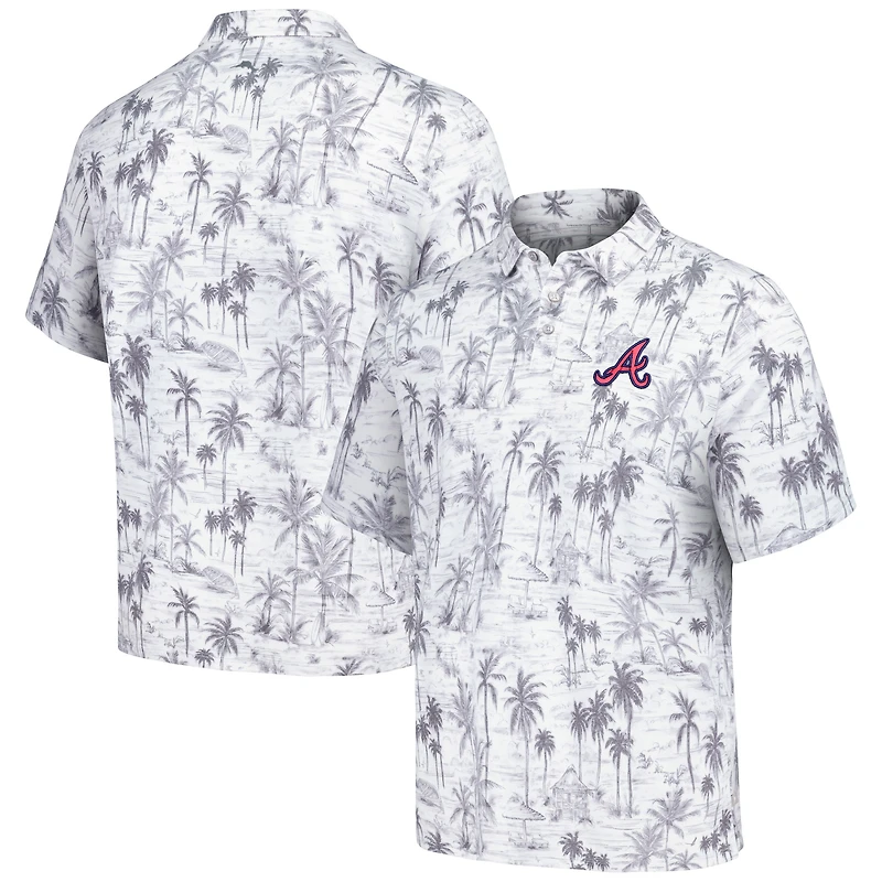 Men's Tommy Bahama Gray Atlanta Braves Sport Cabana Shores IslandZone Tri-Blend Polo