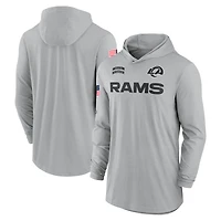 Men's Nike Gray Los Angeles Rams 2024 Salute to Service Lightweight Dri-FIT Long Sleeve Hoodie T-Shirt