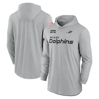 Men's Nike Gray Miami Dolphins 2024 Salute to Service Lightweight Dri-FIT Long Sleeve Hoodie T-Shirt