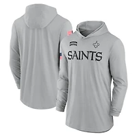 Men's Nike Gray New Orleans Saints 2024 Salute to Service Lightweight Dri-FIT Long Sleeve Hoodie T-Shirt