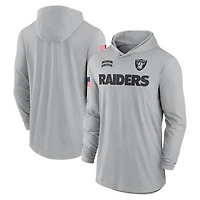 Men's Nike Gray Las Vegas Raiders 2024 Salute to Service Lightweight Dri-FIT Long Sleeve Hoodie T-Shirt
