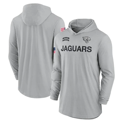 Men's Nike Gray Jacksonville Jaguars 2024 Salute to Service Lightweight Dri-FIT Long Sleeve Hoodie T-Shirt