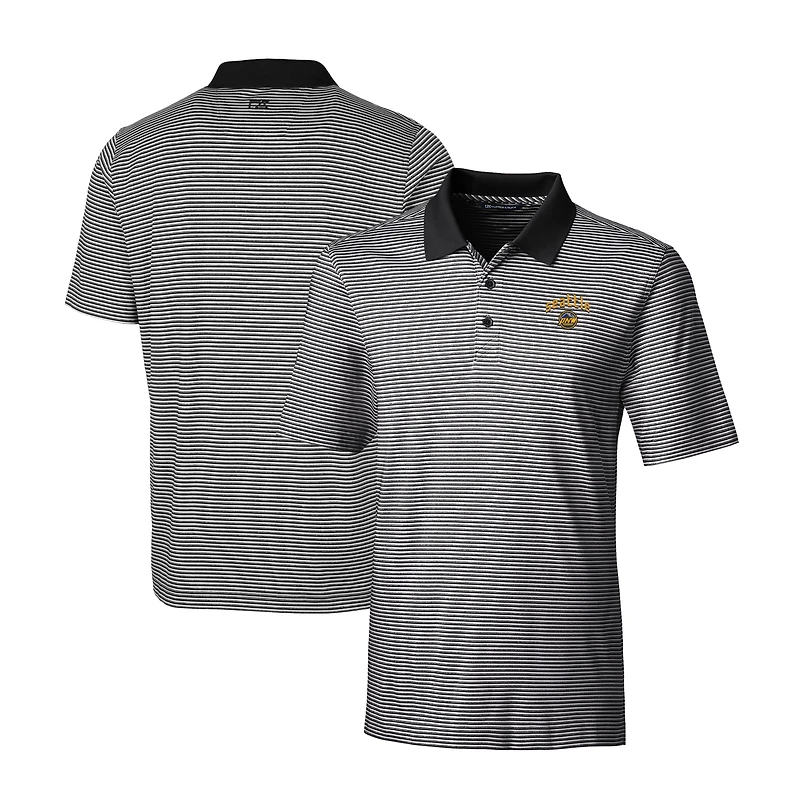 Men's Cutter & Buck Black Seattle Mariners City Connect Big & Tall Forge Tonal Stripe Stretch Polo