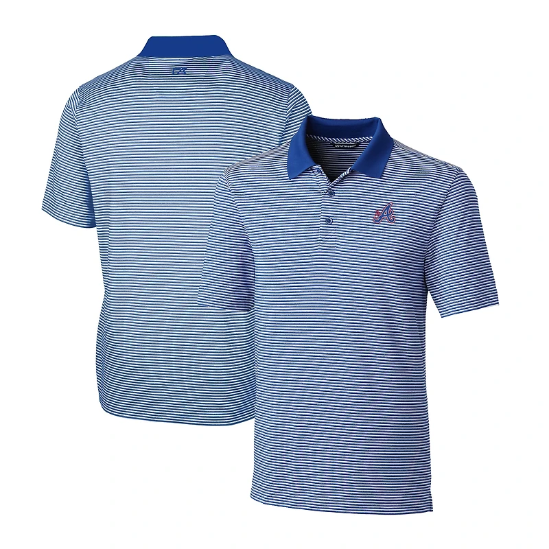 Men's Cutter & Buck Blue Atlanta Braves City Connect Big & Tall Forge Tonal Stripe Stretch Polo