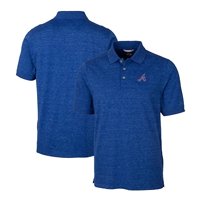 Men's Cutter & Buck Blue Atlanta Braves City Connect Big & Tall Advantage Tri-Blend Space Dye Throwback Polo