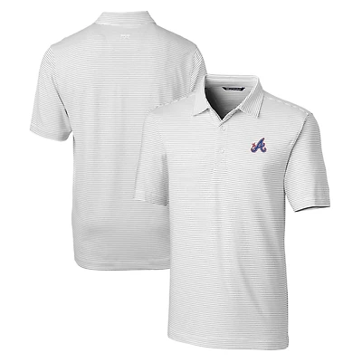 Men's Cutter & Buck White Atlanta Braves City Connect Big & Tall Forge Pencil Stripe Stretch Polo