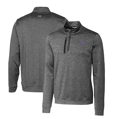 Men's Cutter & Buck Gray Atlanta Braves City Connect Big & Tall Stealth Heathered Quarter-Zip Pullover Top