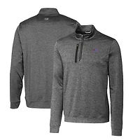 Men's Cutter & Buck Gray Atlanta Braves City Connect Big & Tall Stealth Heathered Quarter-Zip Pullover Top