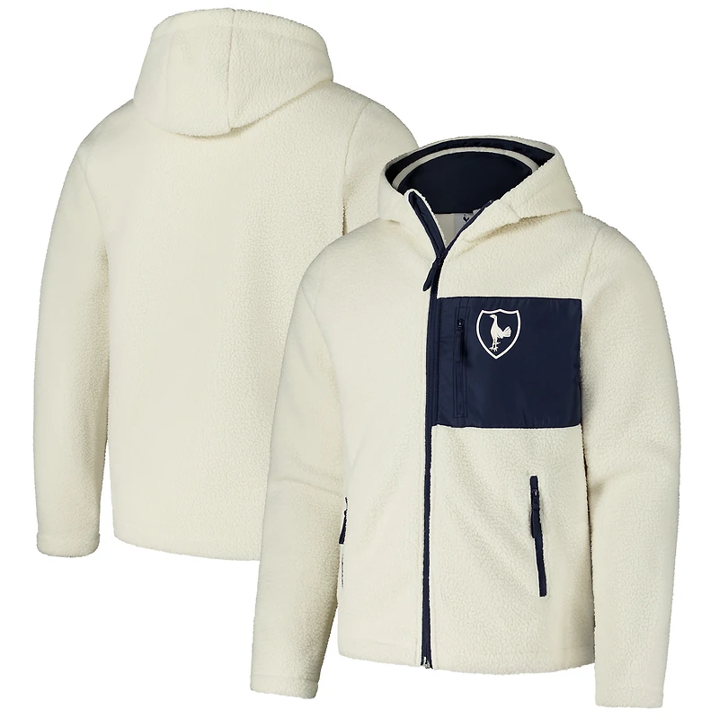 Men's Cream Tottenham Hotspur Sherpa Full-Zip Hoodie Jacket