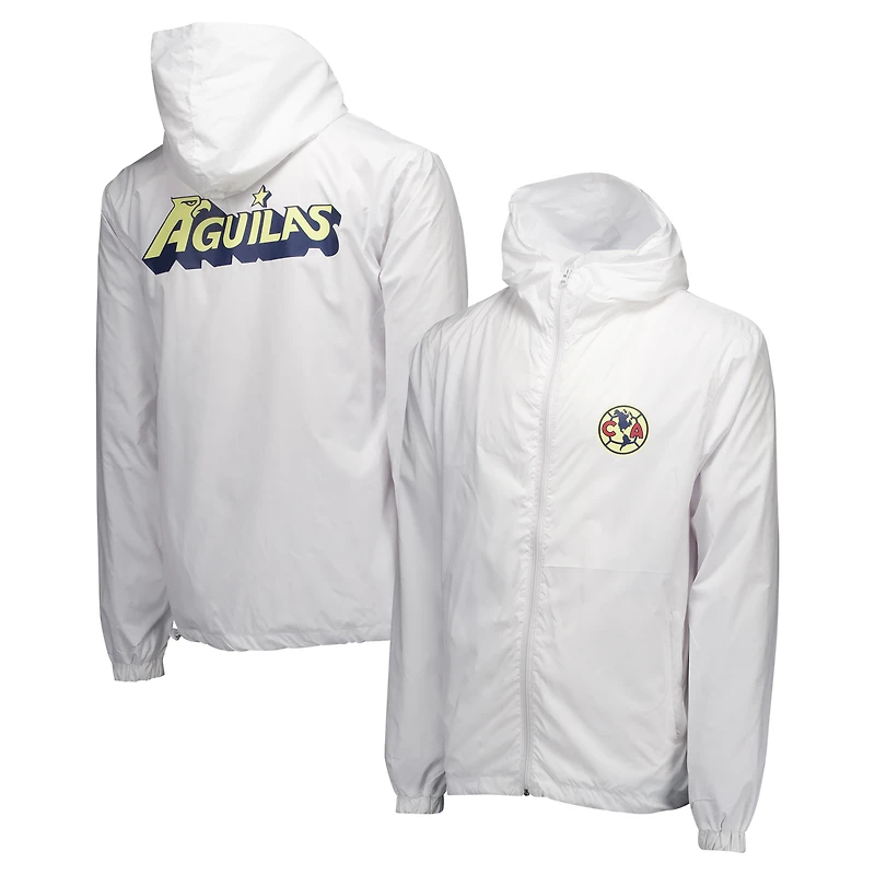 Men's White Club America Home Match Hoodie Full-Zip Windbreaker Jacket