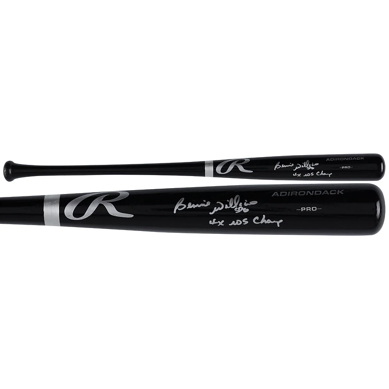 Bernie Williams New York Yankees Autographed Black Rawlings Pro Model Bat with "4x WS Champ" Inscription