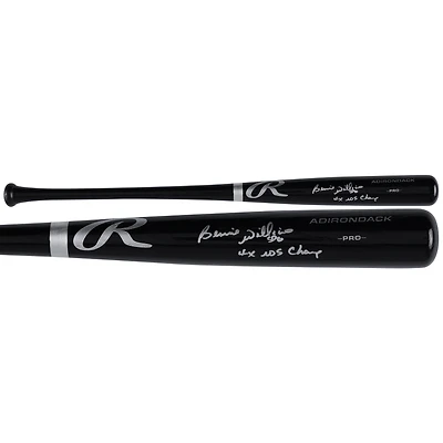 Bernie Williams New York Yankees Autographed Black Rawlings Pro Model Bat with "4x WS Champ" Inscription