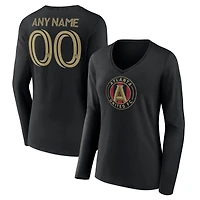 Women's Black Atlanta United FC Custom Long Sleeve V-Neck T-Shirt