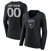 Women's Black San Jose Earthquakes Custom Long Sleeve V-Neck T-Shirt