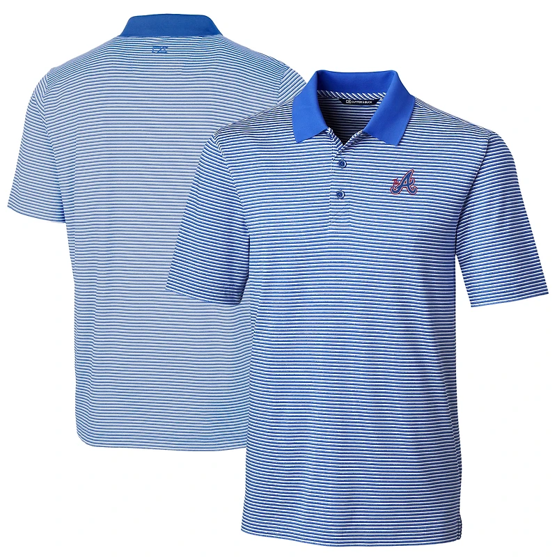 Men's Cutter & Buck  Blue Atlanta Braves City Connect Forge Tonal Stripe Stretch Polo