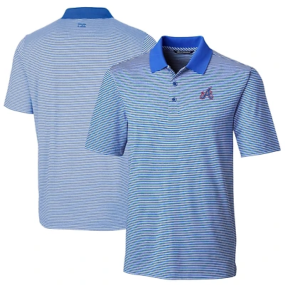 Men's Cutter & Buck  Blue Atlanta Braves City Connect Forge Tonal Stripe Stretch Polo