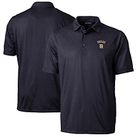 Men's Cutter & Buck  Black Texas Rangers City Connect Pike Double Dot Stretch Polo