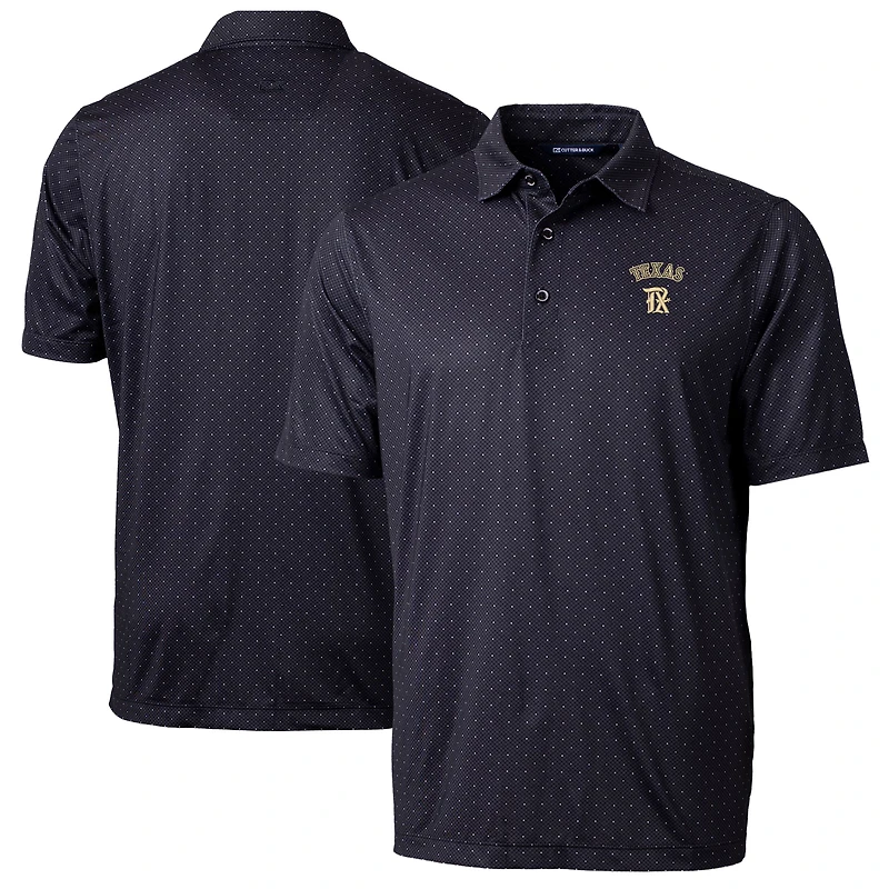 Men's Cutter & Buck Black Texas Rangers City Connect Pike Double Dot Stretch Polo