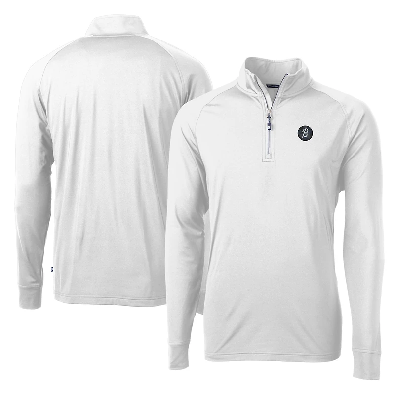 Men's Cutter & Buck White Baltimore Orioles City Connect Adapt Eco Knit Stretch Recycled Quarter-Zip Pullover Top