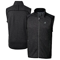Men's Cutter & Buck  Heather Charcoal Baltimore Orioles City Connect Mainsail Sweater Knit Fleece Full-Zip Vest