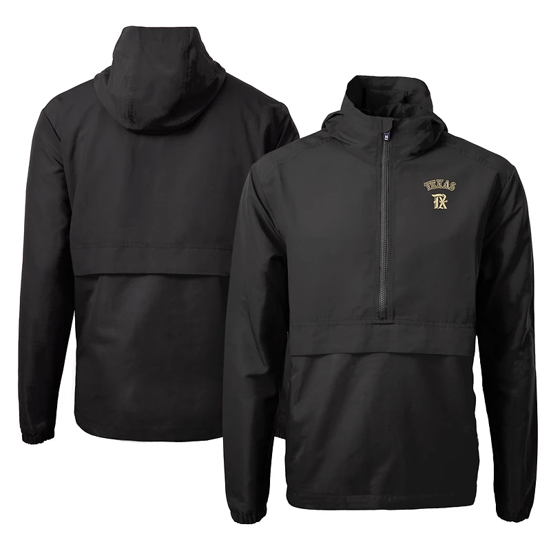 Men's Cutter & Buck Black Texas Rangers City Connect Charter Eco Recycled Half-Zip Anorak Jacket
