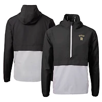 Men's Cutter & Buck Black/Gray Texas Rangers City Connect Charter Eco Recycled Half-Zip Anorak Jacket