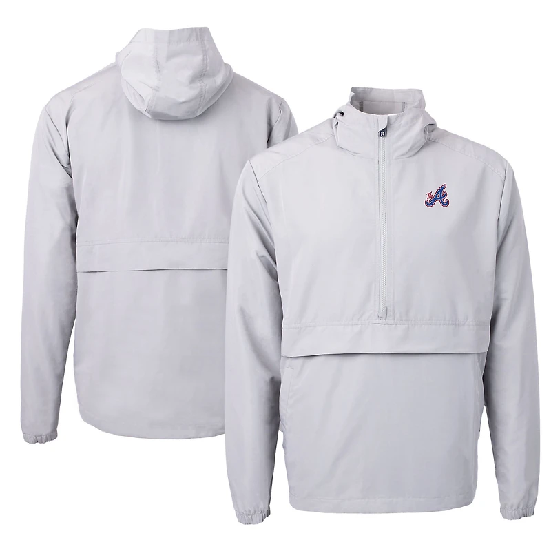 Men's Cutter & Buck Gray Atlanta Braves City Connect Charter Eco Recycled Half-Zip Anorak Jacket