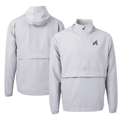 Men's Cutter & Buck Gray Atlanta Braves City Connect Charter Eco Recycled Half-Zip Anorak Jacket
