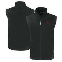 Men's Cutter & Buck Black Cincinnati Reds City Connect Charter Eco Recycled Full-Zip Vest