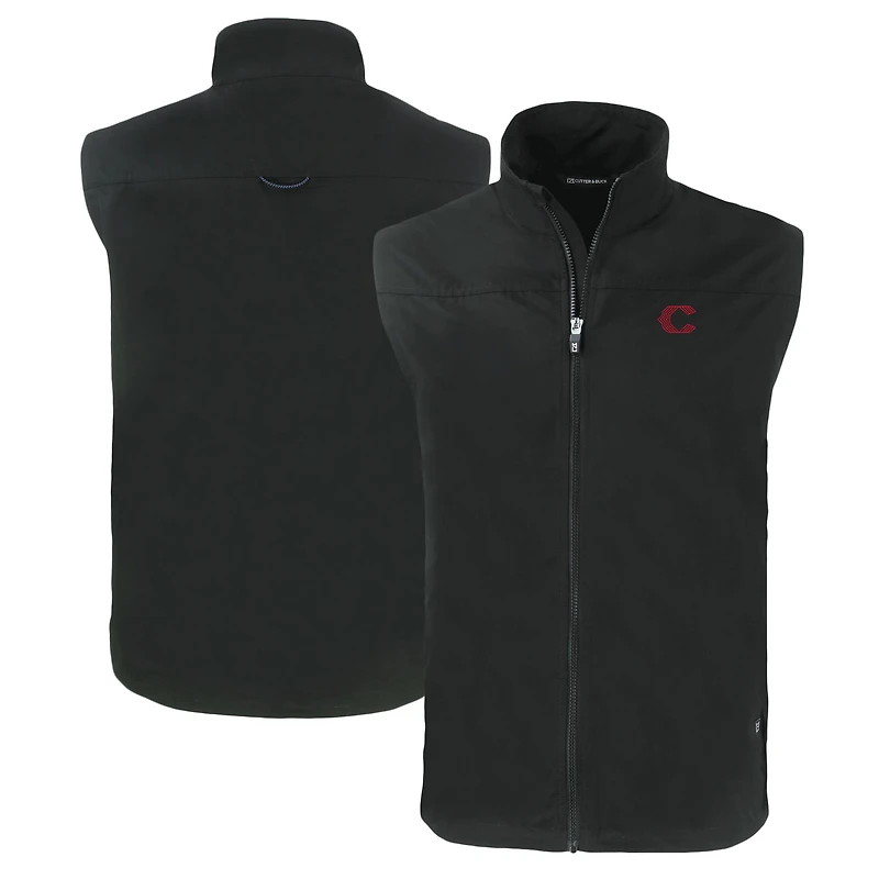 Men's Cutter & Buck Black Cincinnati Reds City Connect Charter Eco Recycled Full-Zip Vest