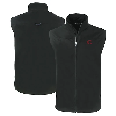 Men's Cutter & Buck Black Cincinnati Reds City Connect Charter Eco Recycled Full-Zip Vest